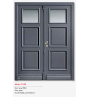 UNILUX Model 2302 Slate Gray Door, Clear Glass, Polished Brass Handle, High Security, Modern Timber Entry Door